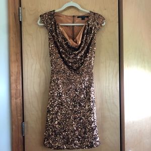 French Connection Bronze Copper Sequined Dress